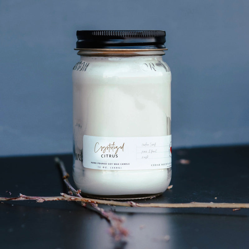 13 oz Mason Jar Soy Candle - Crystalized Citrus