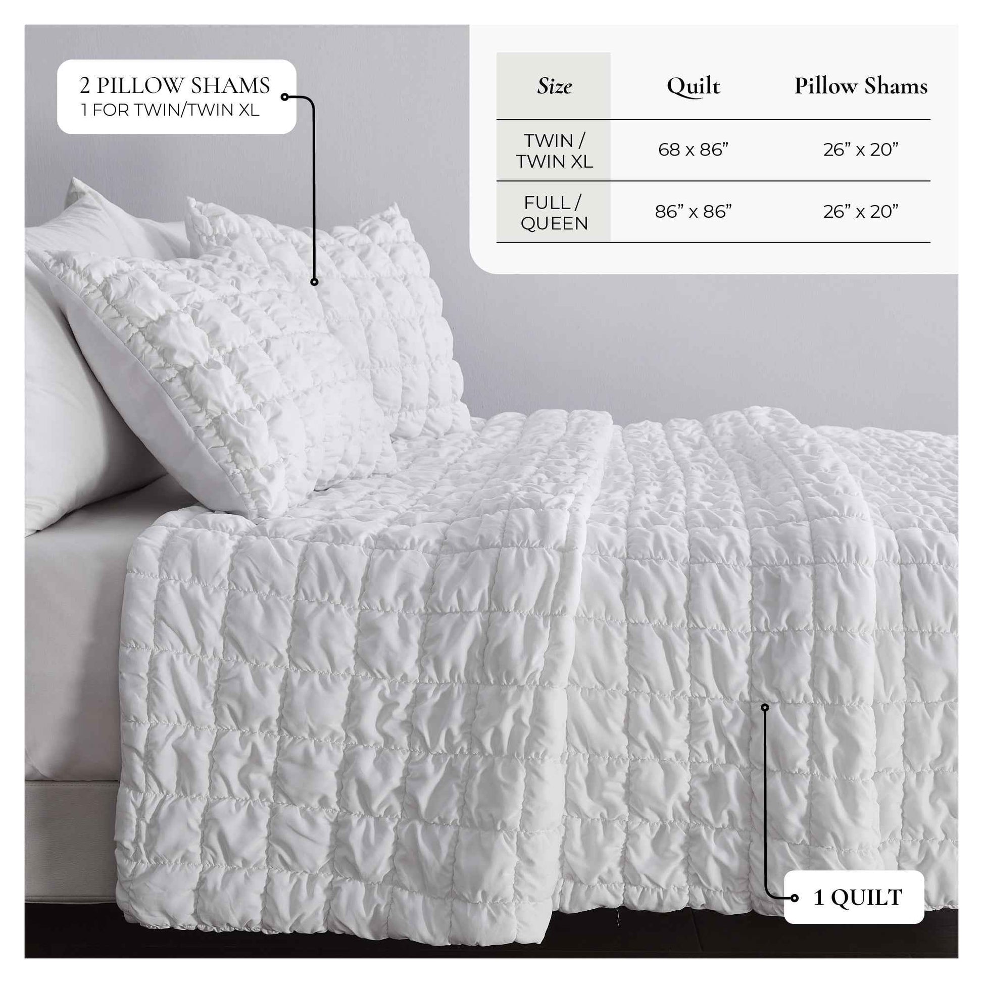 Puff Marshmallow Texture Quilt Set - Marshmallow Collection