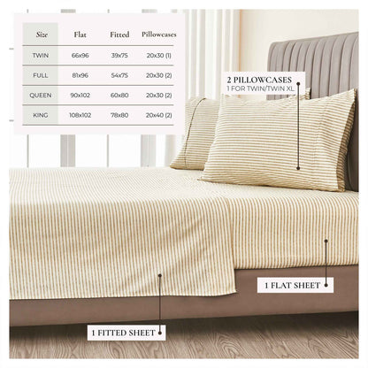 Striped Microfiber Sheet Set - Evette Collection