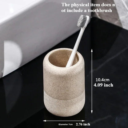 Modern Textured Bathroom Accessory Set with Tumblers and Tray