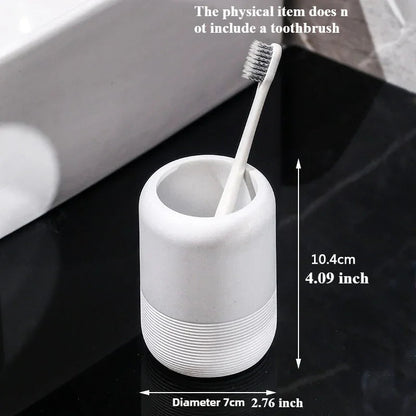 Modern Textured Bathroom Accessory Set with Tumblers and Tray