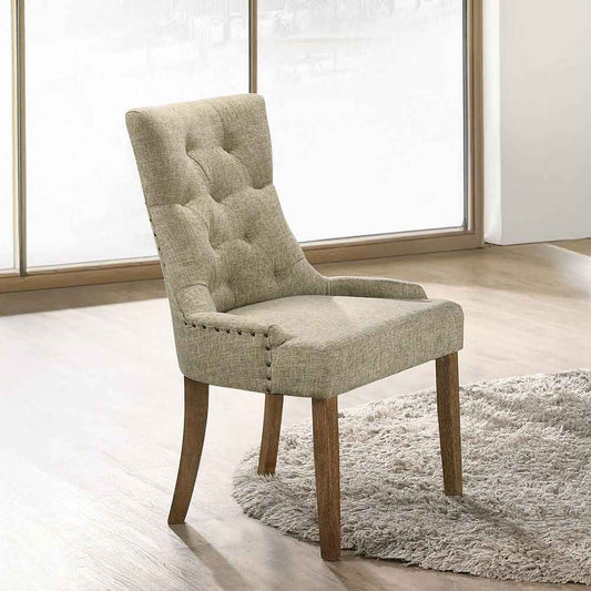 Yotam - Side Chair (Set of 2) - Beige Fabric & Salvaged Oak