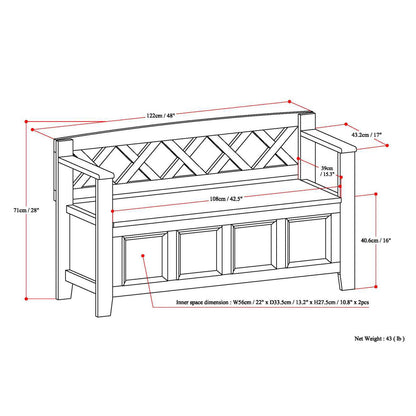 Amherst Solid Wood Entryway Storage Bench in White