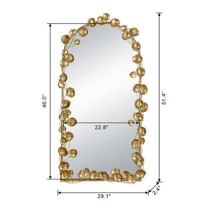 Full Length Arched Wall Mirror With en Leaf Accents Decorative Mirror For Living Room Bedroom - Gold