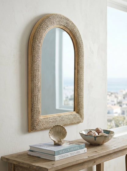 24.2"x36" Woven Texture Decorative Arched Mirror