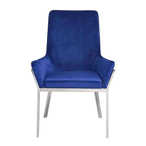Cambrie - Side Chair (Set of 2) - Blue Velvet & Mirrored Silver