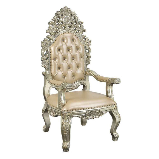 Sorina - Arm Chair (Set of 2) - Synthetic Leather & Antique Gold