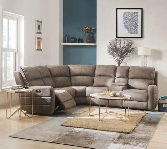 Olwen - Power Motion Sectional Sofa - Mocha Nubuck