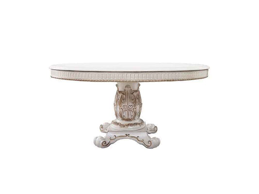 Vendome - 76" Round Dining Table With Pedestal Base - Antique Pearl