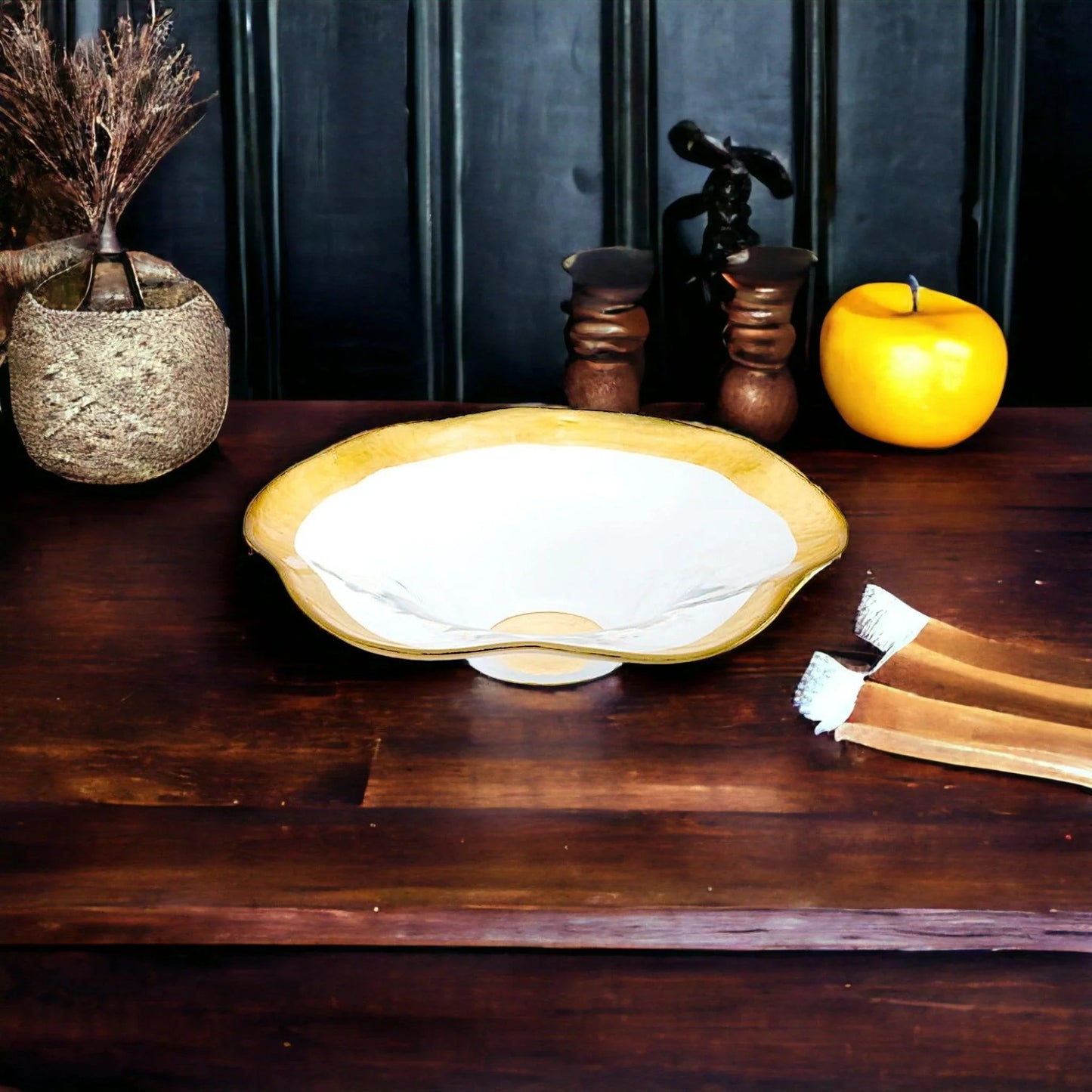Decorative Bowl - Genuine Gold Leaf Plated 8-inch Wave Bowl - PoshaBella