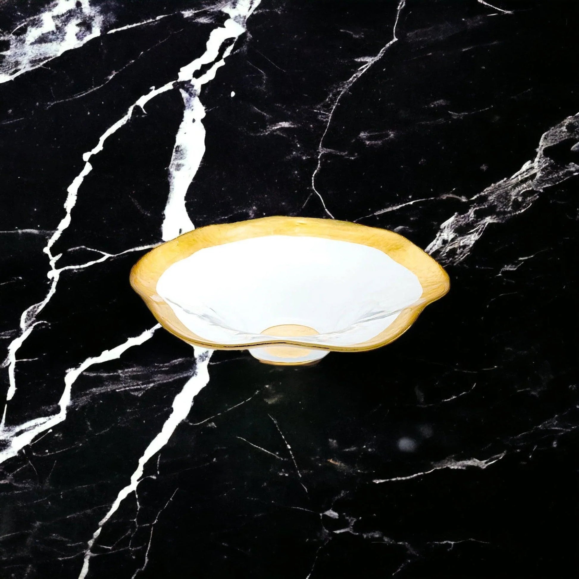 Decorative Bowl - Genuine Gold Leaf Plated 8-inch Wave Bowl - PoshaBella