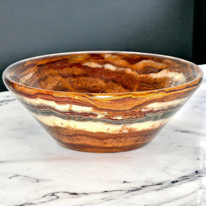 Decorative Bowl of Multi Brown Onyx - 9 inch Bowl - PoshaBella