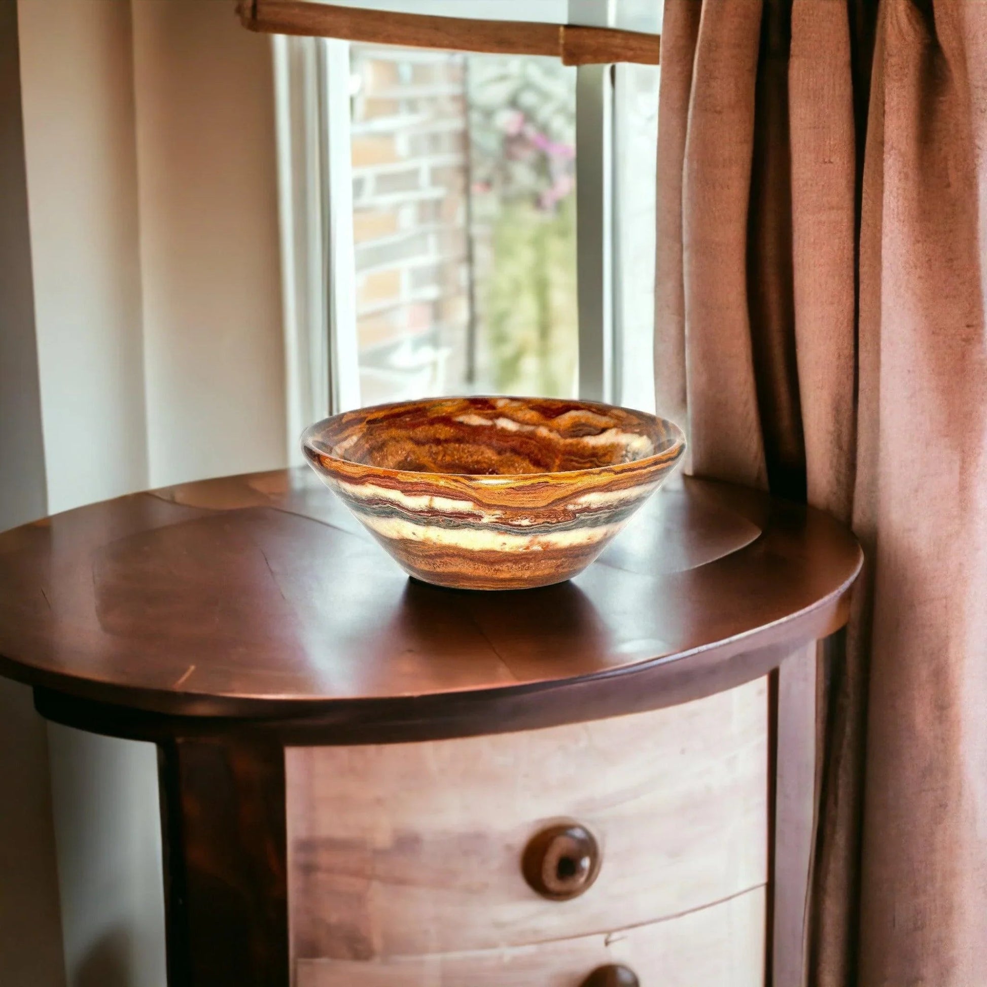 Decorative Bowl of Multi Brown Onyx - 9 inch Bowl - PoshaBella