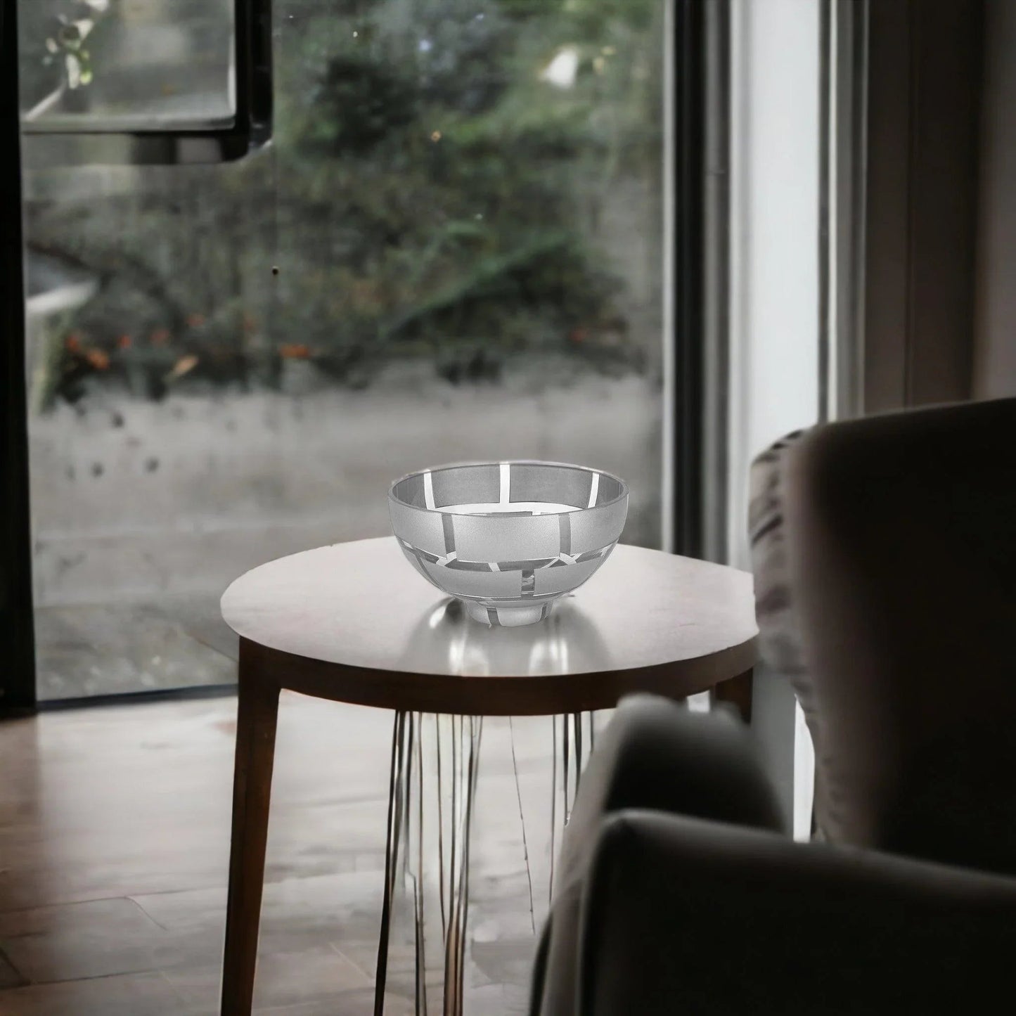 Decorative Crystal Bowl with Genuine Silver Leaf Pattern - PoshaBella