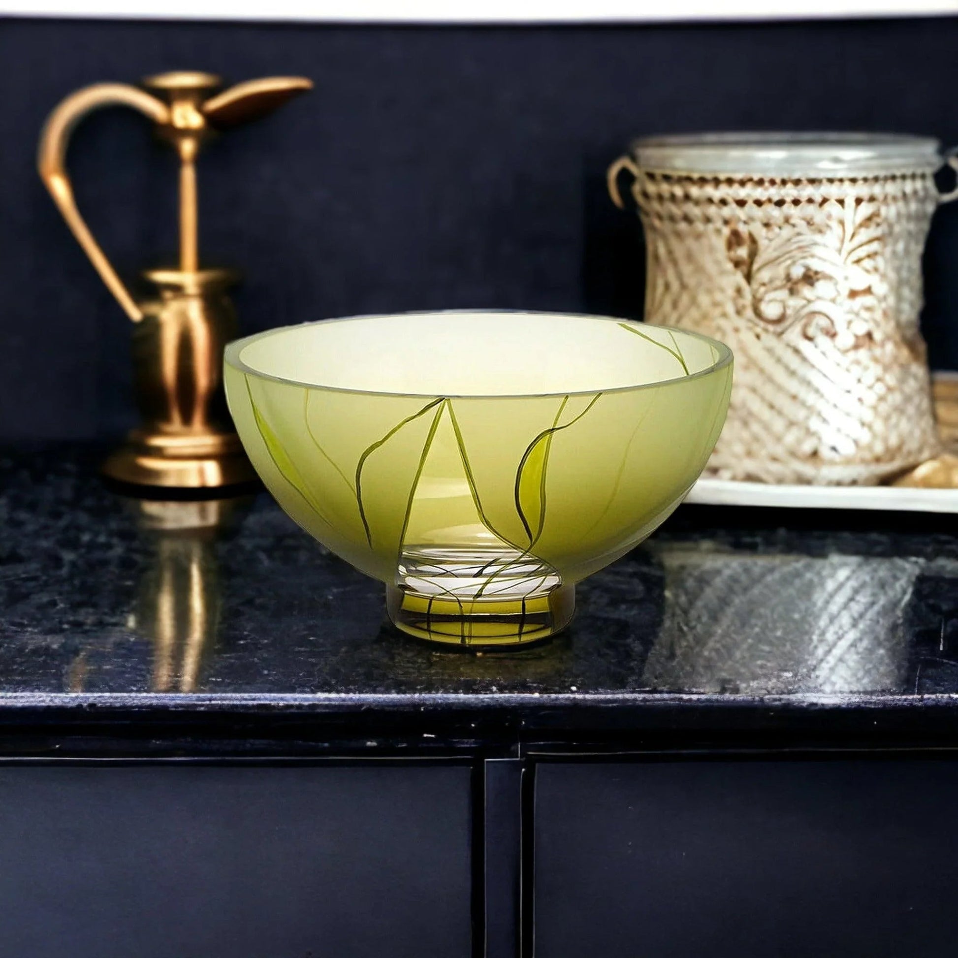 Decorative Fruit Bowl - Evergreen Crystal Glass - PoshaBella