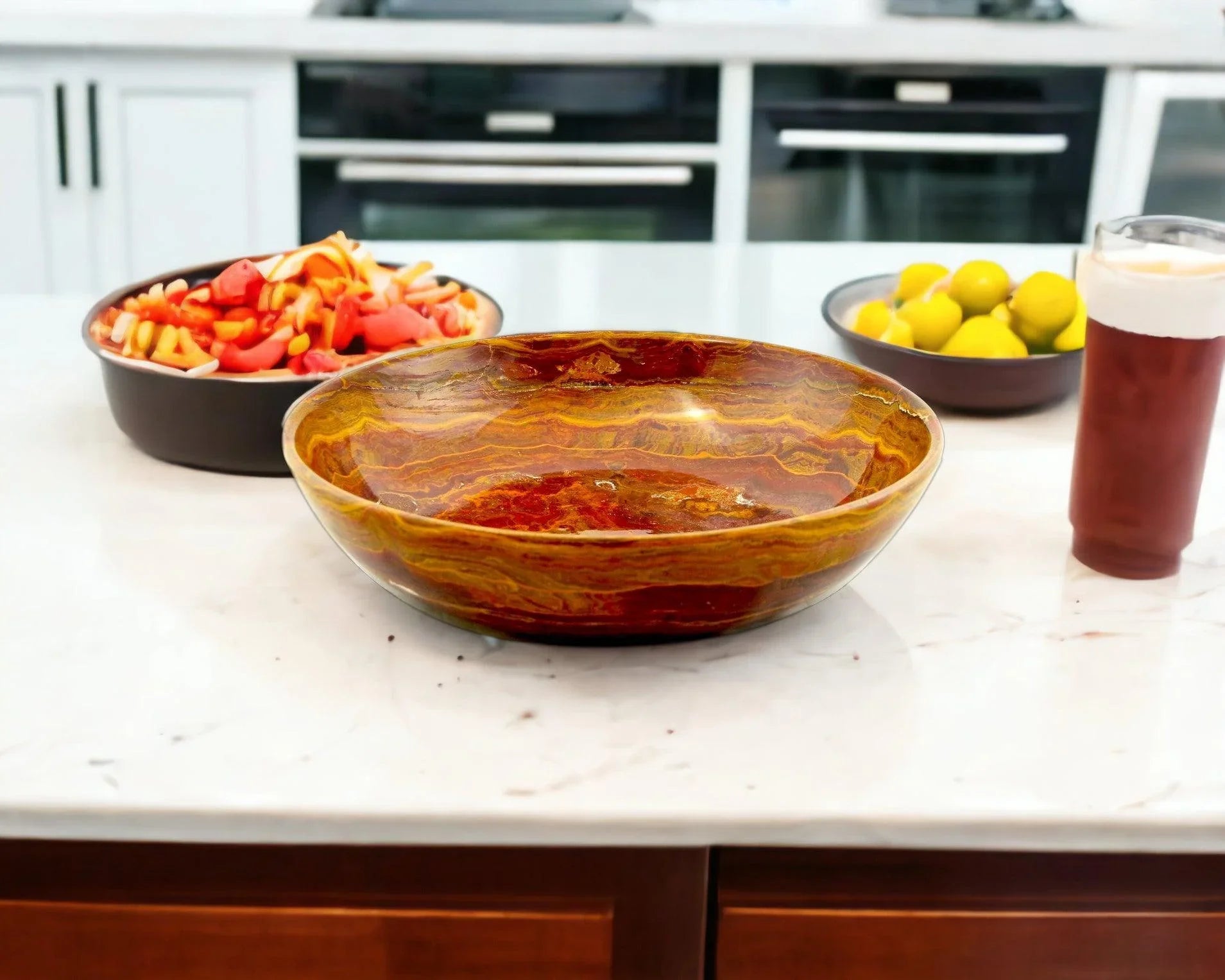 Decorative Fruit Bowl of Multi Brown Onyx - PoshaBella