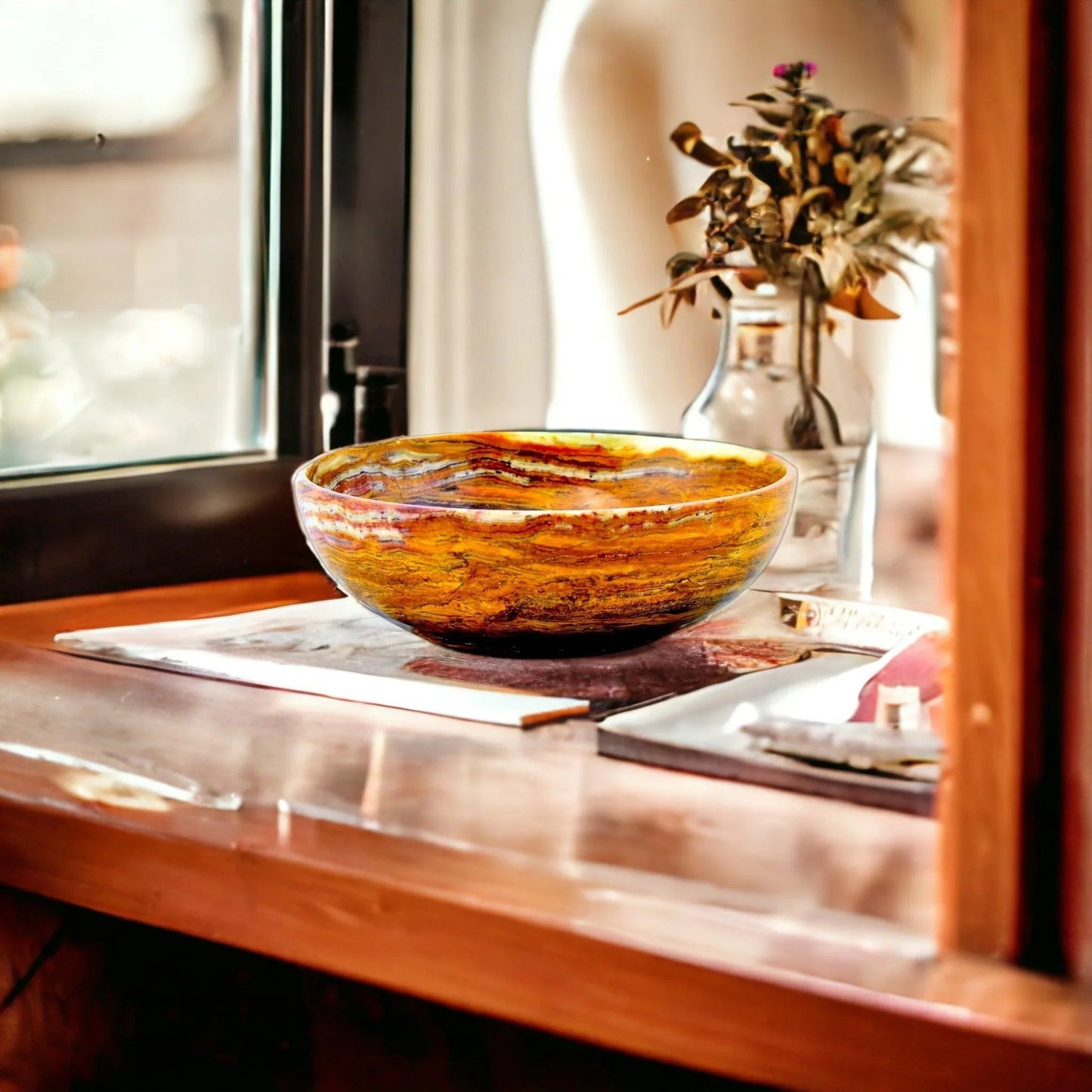 Decorative Fruit Bowl | Multi Brown Onyx 12 inch - PoshaBella