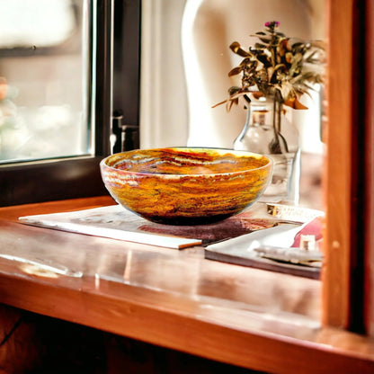Decorative Fruit Bowl | Multi Brown Onyx 12 inch - PoshaBella