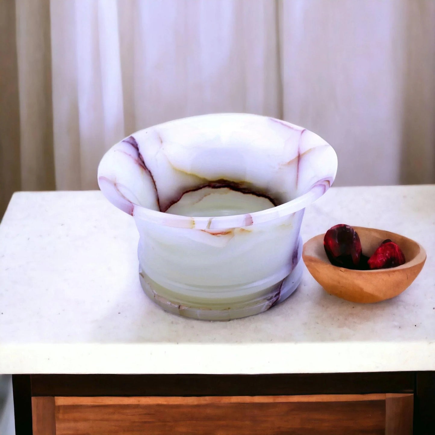Decorative Fruit Bowl | White Onyx - PoshaBella