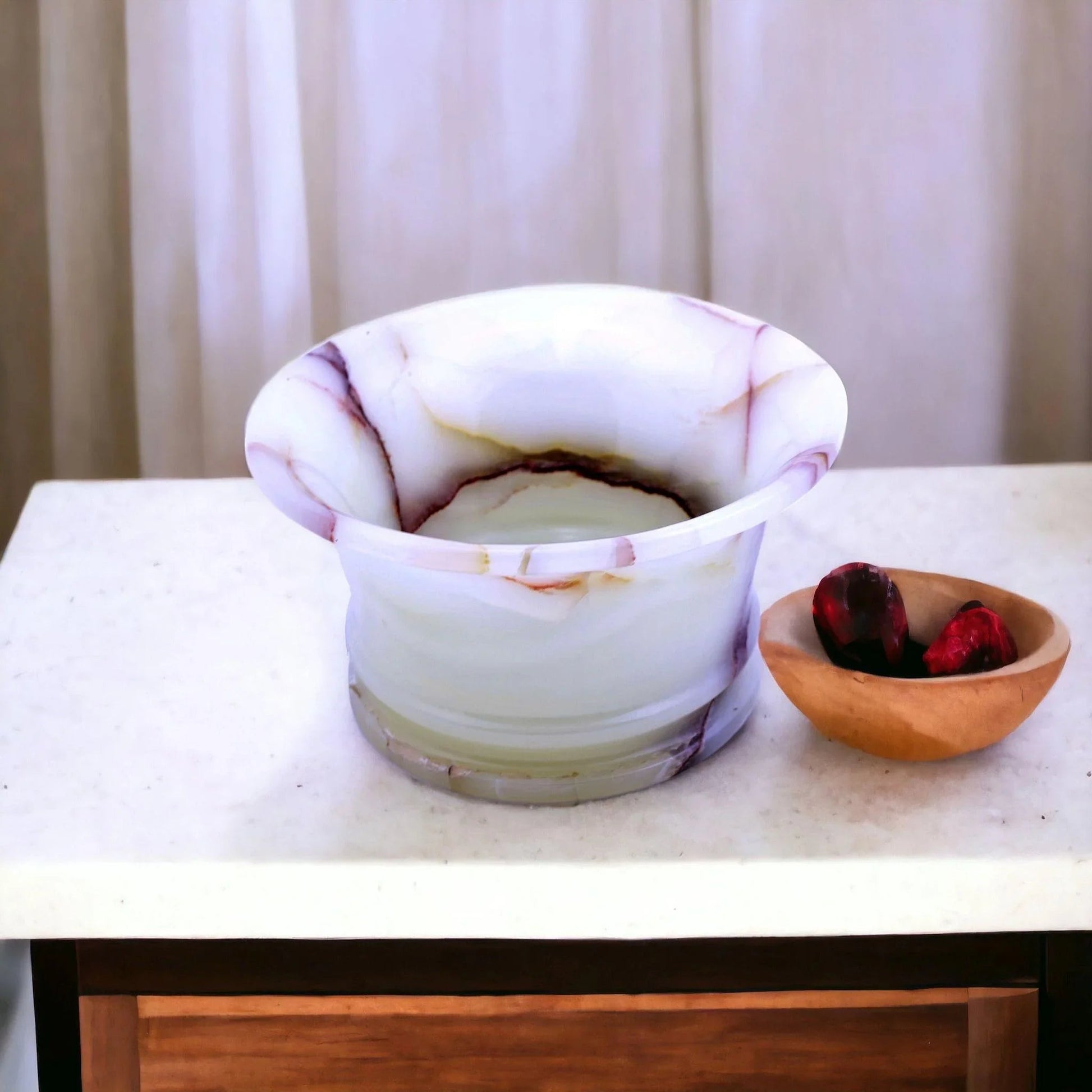Decorative Fruit Bowl | White Onyx - PoshaBella