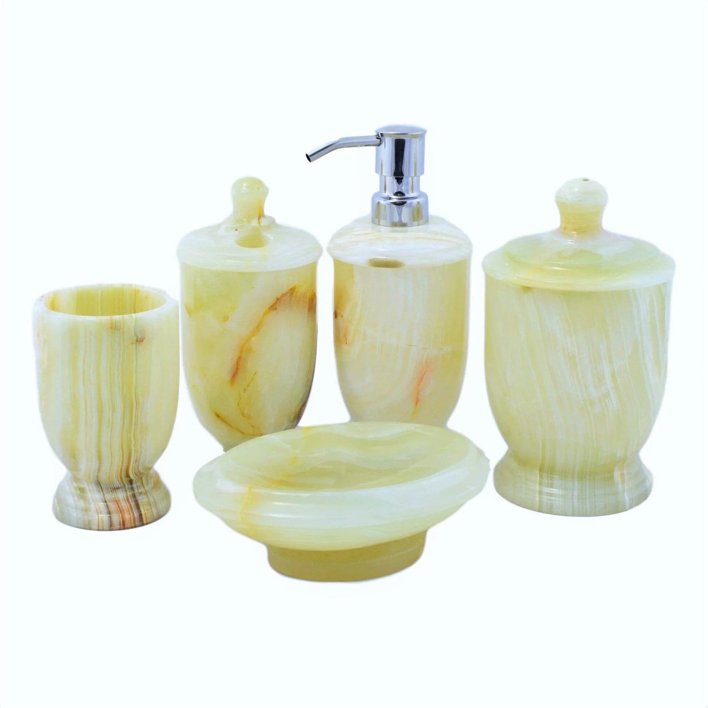 Decorative Jars | Cotton Ball Holder of Pistachio Onyx - PoshaBella