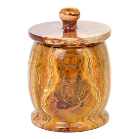 Decorative Jars | Cotton Balls Holder of Multi brown Onyx - PoshaBella