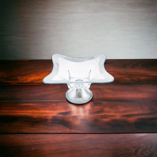 Decorative Pedestal Bowl with Genuine Silver Leaf Pattern - PoshaBella