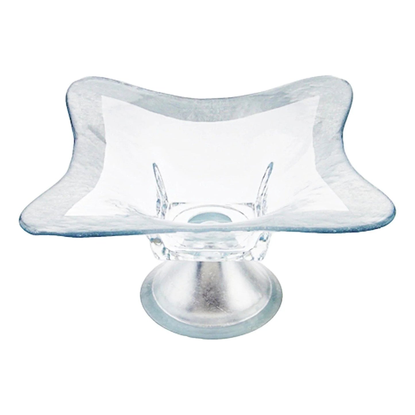 Decorative Pedestal Bowl with Genuine Silver Leaf Pattern - PoshaBella