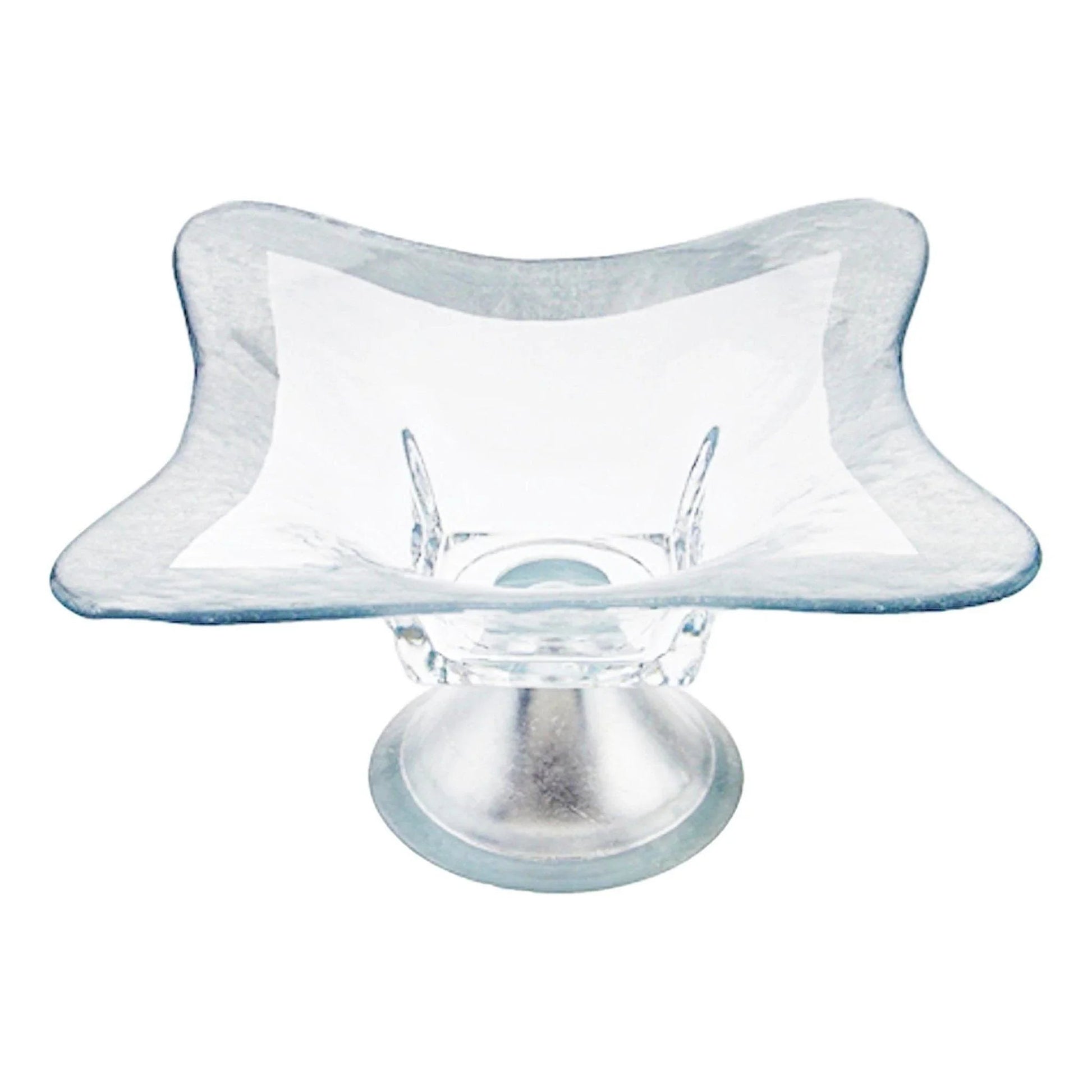 Decorative Pedestal Bowl with Genuine Silver Leaf Pattern - PoshaBella
