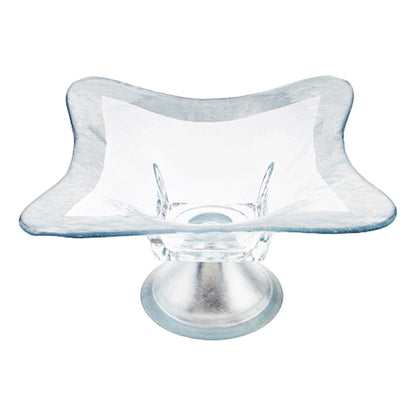 Decorative Pedestal Bowl with Genuine Silver Leaf Pattern - PoshaBella