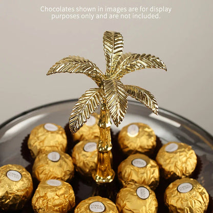 Decorative Tray - Golden Metal Two-Tier