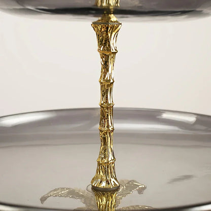 Decorative Tray - Golden Metal Two-Tier