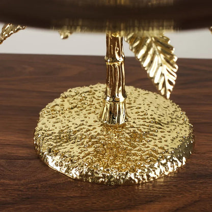 Decorative Tray - Golden Metal Two-Tier