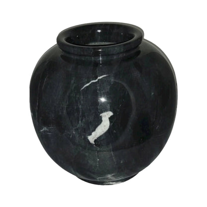 Decorative Vase of Black Marble | 12 inch Round - PoshaBella