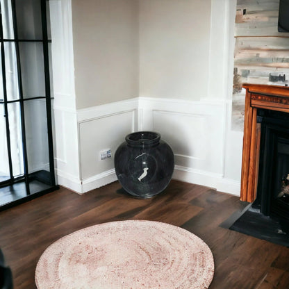 Decorative Vase of Black Marble | 12 inch Round - PoshaBella
