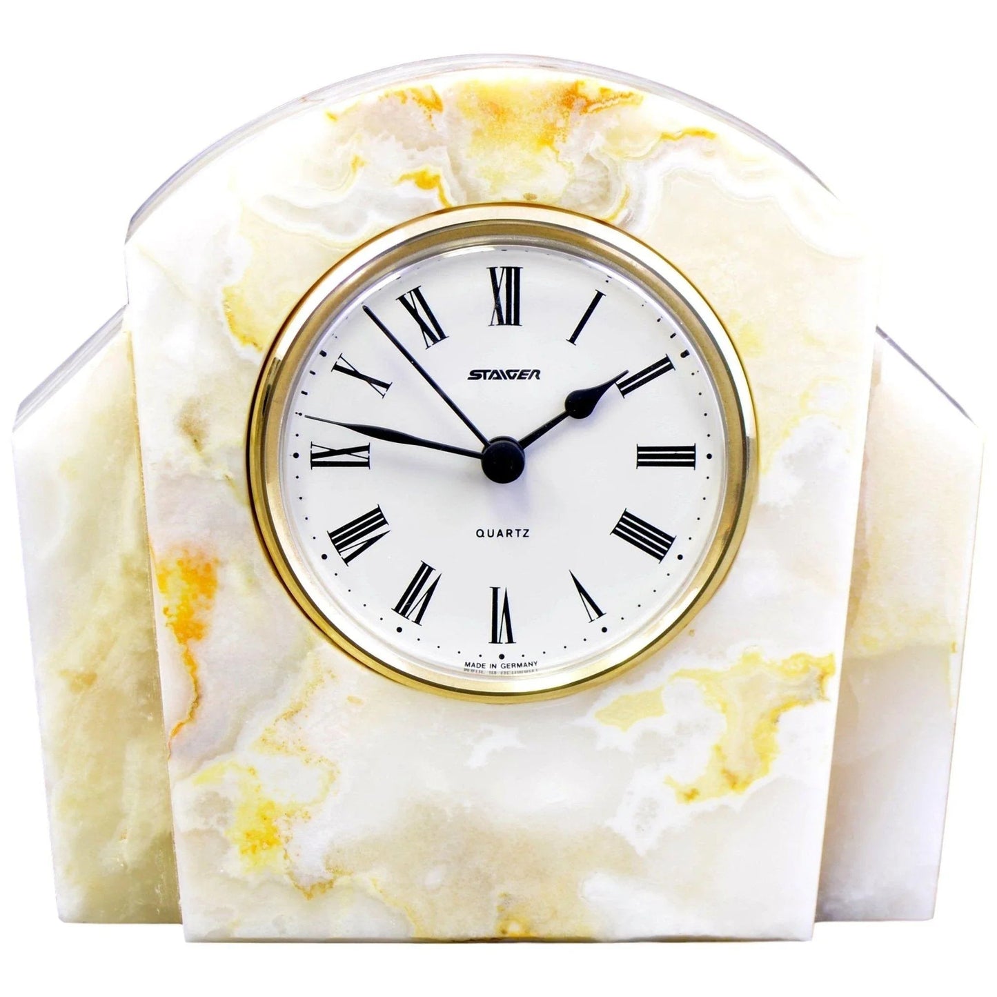 Desk & Shelf Clock of White Onyx - PoshaBella