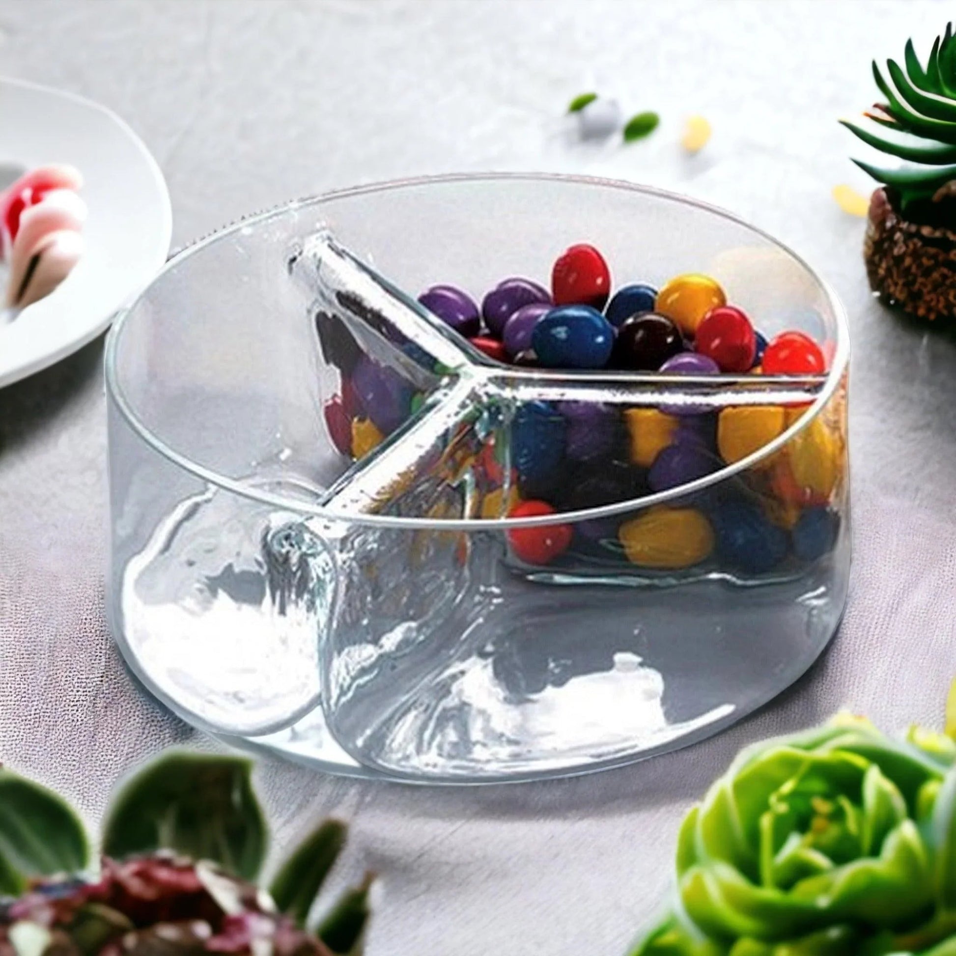 Divided Serving Bowl |Trista Crystal Three Section Serving Bowl - PoshaBella