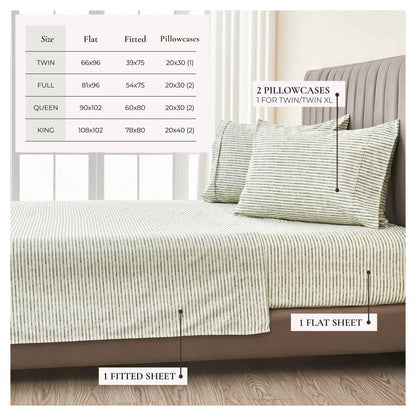 Striped Microfiber Sheet Set - Evette Collection