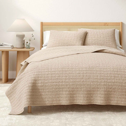 100% Cotton Honeycomb Waffle Garment Washed Quilt Set - Genevieve Collection