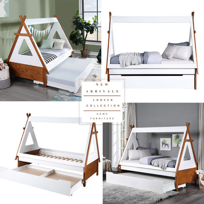 Loreen - Twin Bed - Oak & White