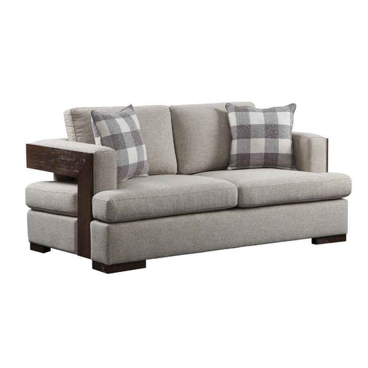 Niamey - Loveseat With 2 Pillows - Fabric & Walnut