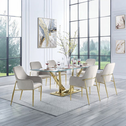 Barnard - Side Chair (Set of 2) - Gray Velvet & Mirrored Gold