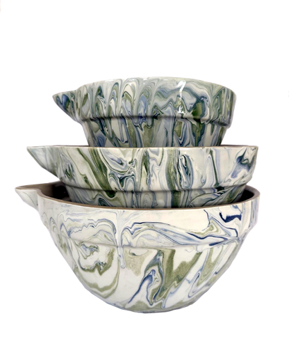 Marbled Ocean Mixing Bowls - Set of 3
