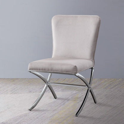 Daire - Side Chair (Set of 2) - Light Gray Velvet & Chrome