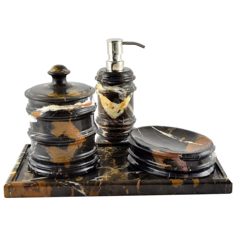 Elegant Bathroom Accessory Set of Michelangelo Marble