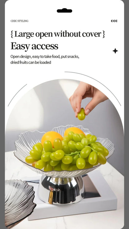 Elegant Multi-Layer Fruit and Snack Plate, Oval Plastic Candy Server with Intricate Leaf Design, festive plastic coffee table tray for desserts and snacks,Ideal for Kitchen and Living Room Decora stylish petal-shaped fruit pl