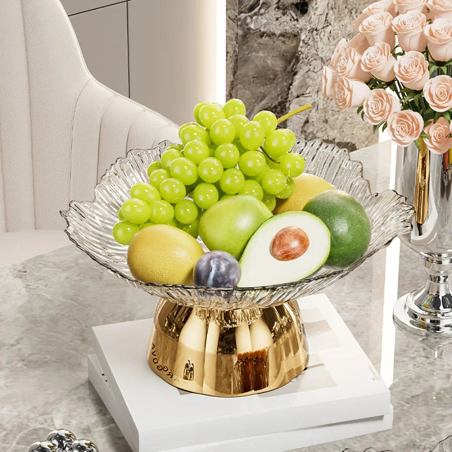 Elegant Multi-Layer Fruit and Snack Plate, Oval Plastic Candy Server with Intricate Leaf Design, festive plastic coffee table tray for desserts and snacks,Ideal for Kitchen and Living Room Decora stylish petal-shaped fruit pl