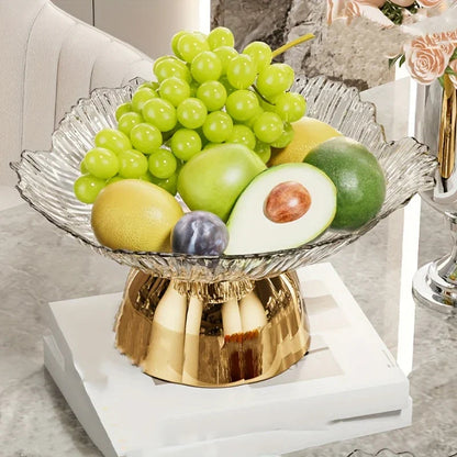 Elegant Multi-Layer Fruit and Snack Plate, Oval Plastic Candy Server with Intricate Leaf Design, festive plastic coffee table tray for desserts and snacks,Ideal for Kitchen and Living Room Decora stylish petal-shaped fruit pl