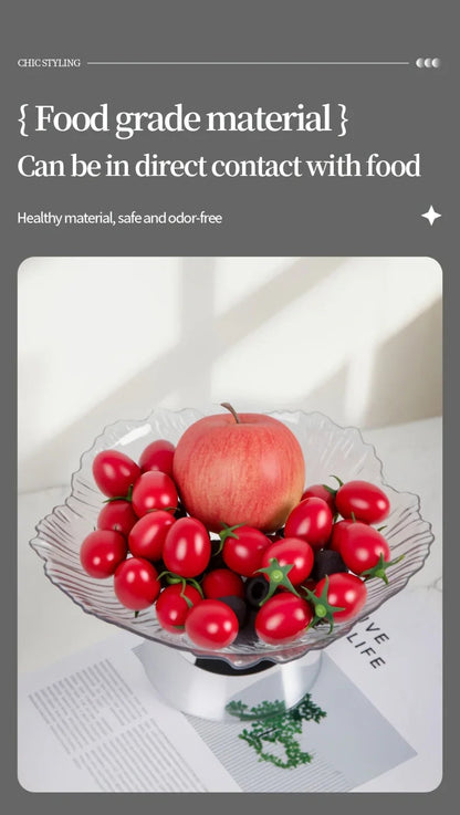 Elegant Multi-Layer Fruit and Snack Plate, Oval Plastic Candy Server with Intricate Leaf Design, festive plastic coffee table tray for desserts and snacks,Ideal for Kitchen and Living Room Decora stylish petal-shaped fruit pl