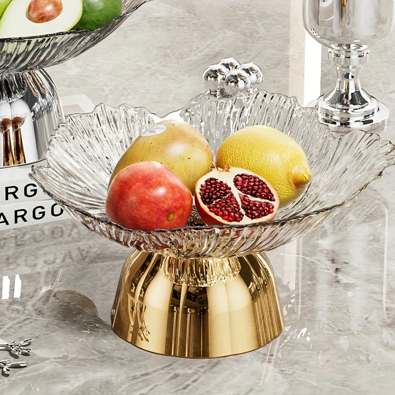 Elegant Multi-Layer Fruit and Snack Plate, Oval Plastic Candy Server with Intricate Leaf Design, festive plastic coffee table tray for desserts and snacks,Ideal for Kitchen and Living Room Decora stylish petal-shaped fruit pl